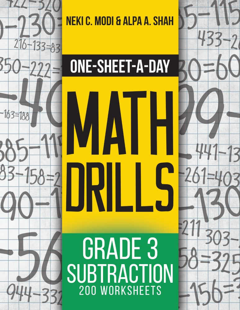 One-Sheet-A-Day Math Drills: Grade 3 Subtraction - 200 Worksheets v6