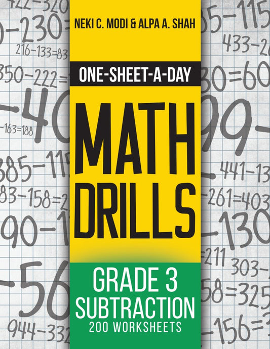One-Sheet-A-Day Math Drills: Grade 3 Subtraction - 200 Worksheets v6